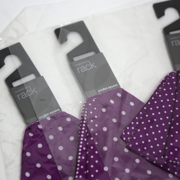 NWT 4-Pack Nordstrom Rack Berry Purple Polka Dot Pocket Squares Men's - Picture 4 of 4
